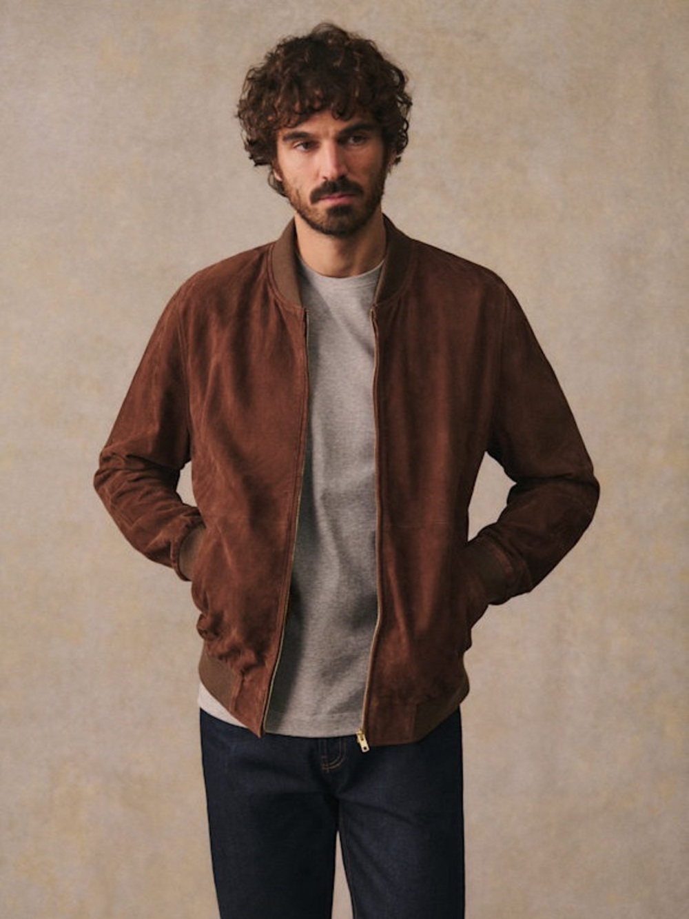 NWT Octobre Editions Suede Harvey Teddy Jacket Camel Mens L